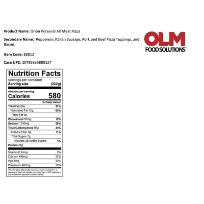 Orion All Meat Personal Pizza, 18 x 8.2 oz Case - DOT product image 6