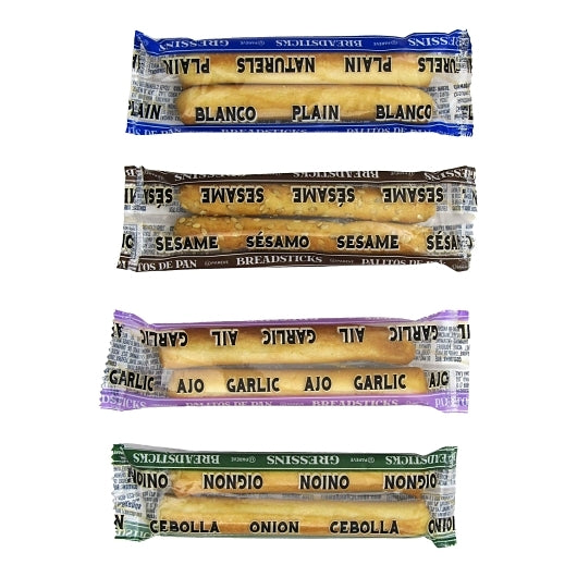 Clown Assorted Breadsticks 2 Pack - 125 each: Plain, Sesame, Garlic, Onions, 500 x 2 each Case - DOT product image 6