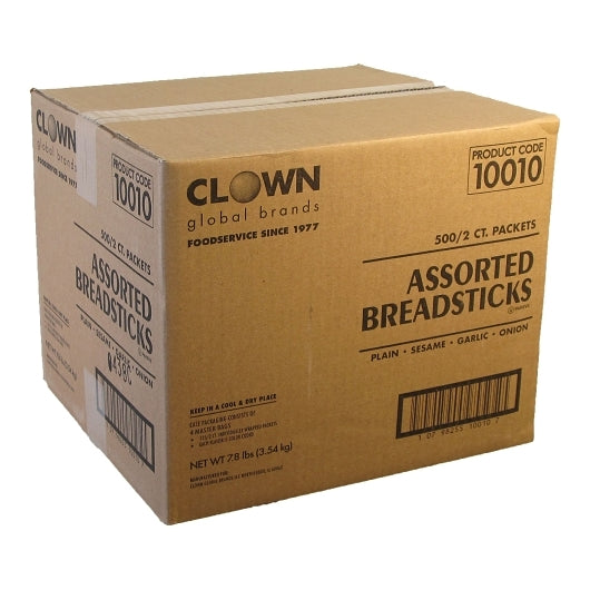 Clown Assorted Breadsticks 2 Pack - 125 each: Plain, Sesame, Garlic, Onions, 500 x 2 each Case - DOT product image 8