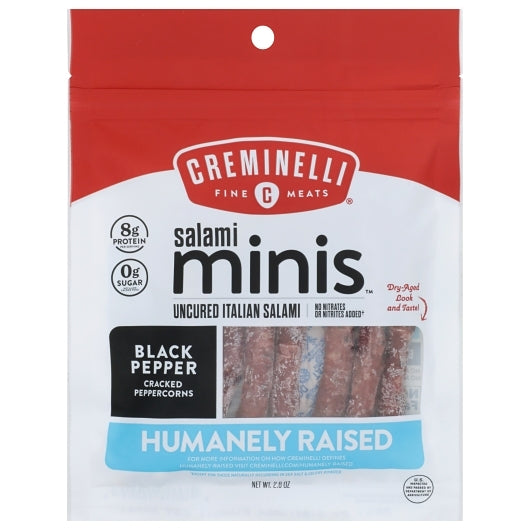 Creminelli Fine Meats Salami Minis Black Pepper Uncured Italian Salami, 12 x 1 each Case - DOT product image 2