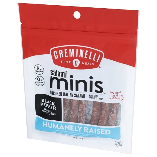 Creminelli Fine Meats Salami Minis Black Pepper Uncured Italian Salami, 12 x 1 each Case - DOT product image 6