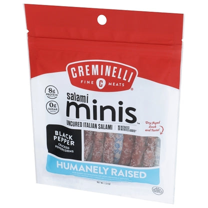 Creminelli Fine Meats Salami Minis Black Pepper Uncured Italian Salami, 12 x 1 each Case - DOT product image 6