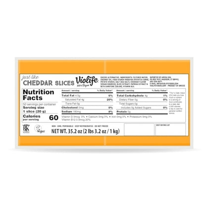 Violife Vegan Just Like Cheddar Slices, 5 x 2.2 lb Case - Cheese & Dairy