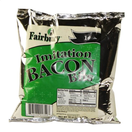 Fairbury Imitation Bacon Bits Salad Topping Bulk, 12 x 12 x 16 oz Case - Meat, Poultry & Seafood
