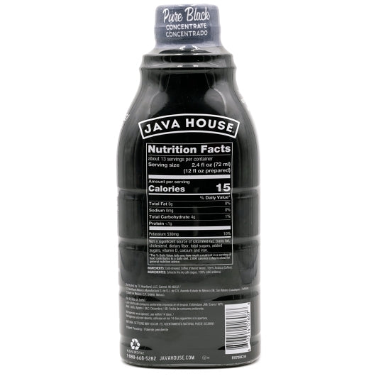 Java House Cold Brew Colombian Black 4 to 1 Concentrate, 6 x 32 oz Case - Coffee & Tea