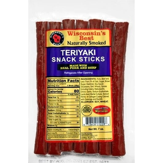 Wisconsin's Best Teryaki Beef Snack Sticks, 12 x 7 oz Case - Meat Snacks - image 2