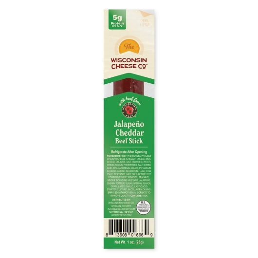 The Wisconsin Cheese Company Jalapeno Cheddar Beef Snack Stick, 8 x 24 x 1 each Case - Meat Snacks - image 2
