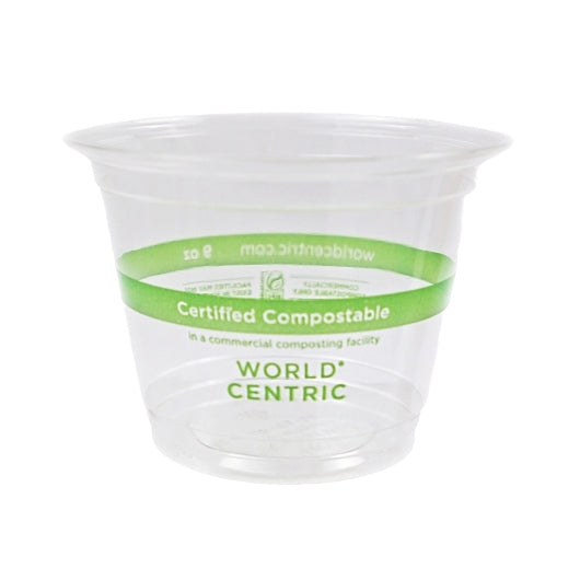 World Centric 9 Ounce Ingeo Compostable Clear Squat Cup, 20 x 50 each Case - Disposable Cups & Lids