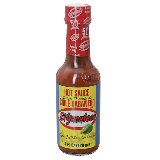 El Yucateco Red Chile Habanero Hot Sauce Bottle, 12 x 4 fl oz Case - Condiments & Sauces