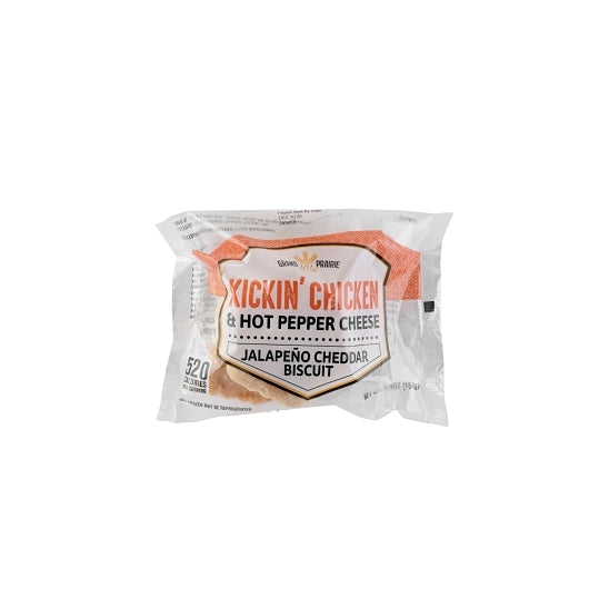 Grand Prairie Individually Wrapped Kickin' Chicken & Pepper Jack Cheese on Jalapeno Cheddar Biscuit Sandwich, 12 x 1
