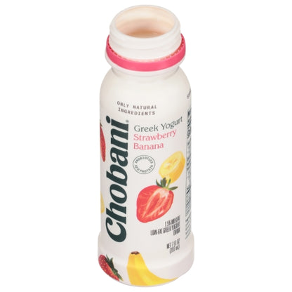 Chobani Strawberry Banana Drinkable Greek Yogurt, 8 x 7 fl oz Case - Cheese & Dairy