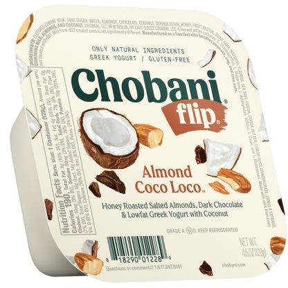 Chobani Flip Almond Coco Loco Low Fat Greek Yogurt, 12 x 4.5 oz Case - Cheese & Dairy