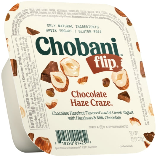 Chobani Low Fat Chocolate Haze Craze Flip Greek Yogurt, 12 x 4.5 oz Case - Cheese & Dairy
