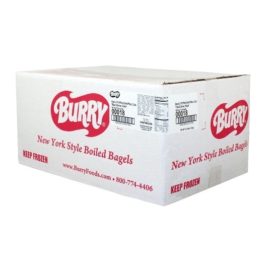 Burry Sliced Thaw & Serve 51% Whole Grain Wheat Bagel, 90 x 2.3 oz Case - GS1 closed shipping case image