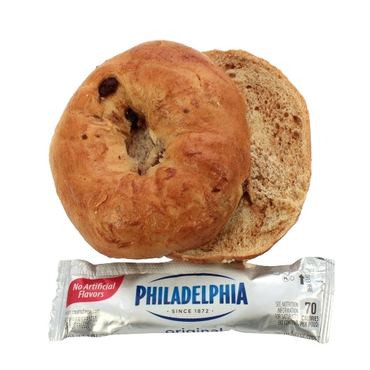 Burry Individually Wrapped & Sliced Thaw & Serve Cinnamon Raisin Bagel With Cream Cheese Packet, 24 x 4.6 oz Case - DOT product image 2