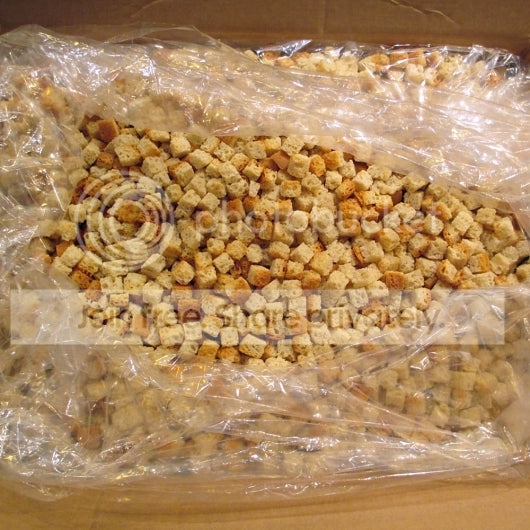 Burry Plain Regular Cut 1/2X1/2X1/2 Crouton Bulk, 1 x 160 oz Case - Croutons & Salad Toppings