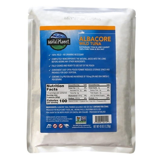 Wild Planet Foods Albacore Tuna With Sea Salt, 6 x 43 oz Case - Meat, Poultry & Seafood