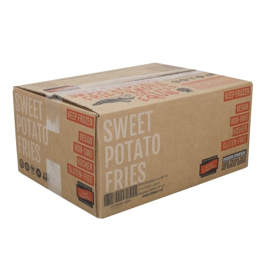Sweet Sensations Crinkle Cut Sweet Potato Fries, 6 x 2.5 lb Case - GS1 closed shipping case image