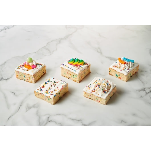 Rise Baking Company Half Sheet Precut Confetti Cake Square with White Icing, 4 x 78 oz Case - Bakery & Desserts