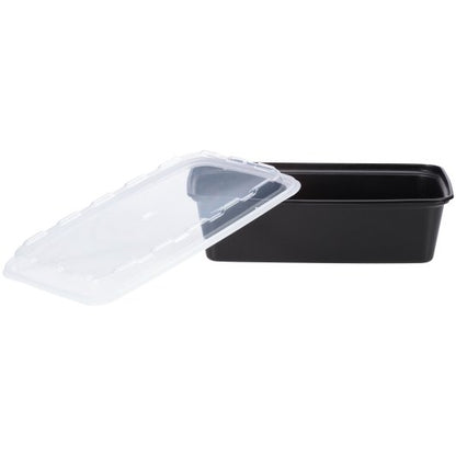 Cube Plastics 38 Ounce Rectangular Container Black Base With Clear Lid, 1 x 150 ST Case - Food Containers & Lids