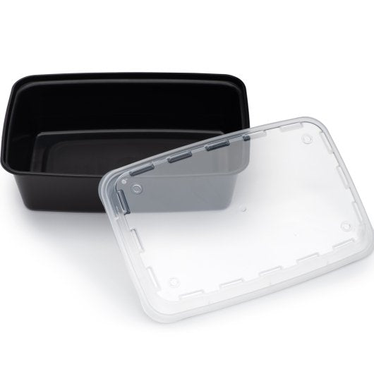 Cubeware 38 Ounce Rectangular Black & Clear Vented Lid, 1 x 150 ST Case - Food Storage Containers