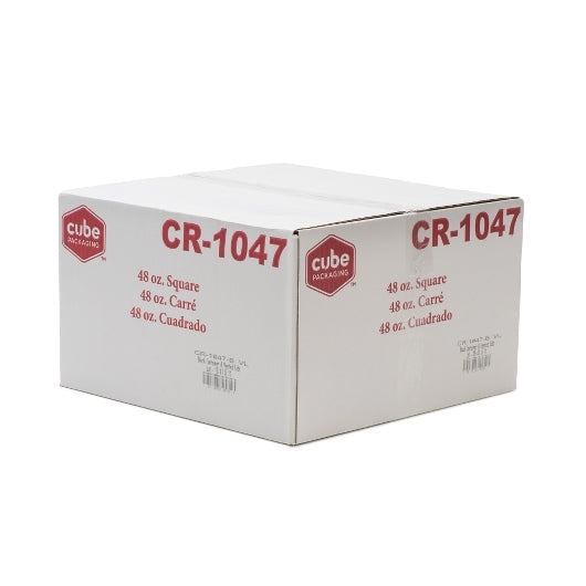 Cubeware Square 48 Ounces Container with Lid Black Vented Lid, 1 x 100 ST Case - Food Storage Containers