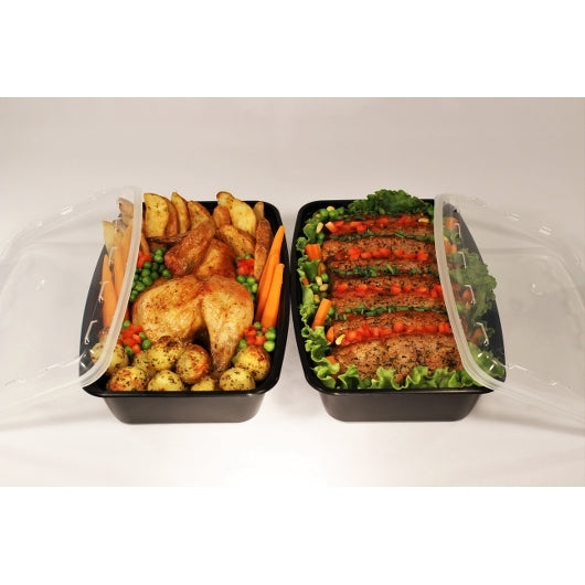 Cubeware 56 Ounce Rectangular Container Black Base With Clear Lid, 1 x 100 ST Case - Food Containers & Lids