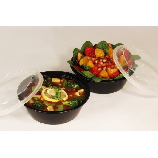 Cubeware 18 Ounce Round Container Black Base With Clear Lid, 1 x 150 ST Case - Pantry Ingredients