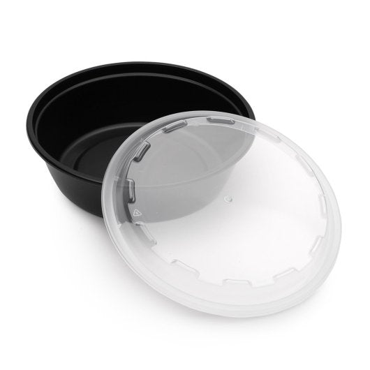 Cubeware 24 Ounce Round Container Black Base With Clear Vented Lid, 1 x 150 ST Case - Pantry Ingredients