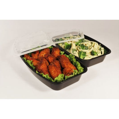 Cubeware 28 Ounce Rectangular Container Black Base With Clear Lid, 1 x 150 ST Case - Food Containers & Lids