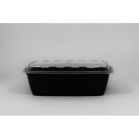 Cubeware 64 Ounce Square Container Black Base With Clear Lid, 1 x 100 ST Case - Pantry Ingredients