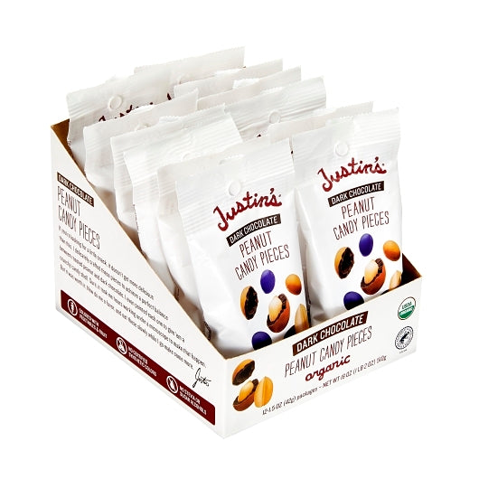 Justin's Dark Chocolate Peanut Candy Pieces, 6 x 12 x 1.5 oz Case - Candy & Confections