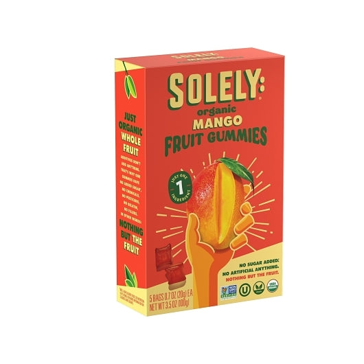 Solely Organic Whole Gummies Mango, 8 x 3.5 oz Case - Dried Fruit & Fruit Snacks