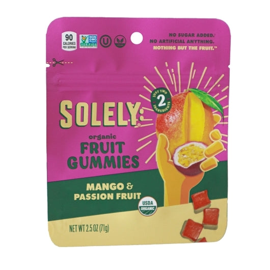 Solely Whole Fruit Gummies, Mango & Passion Fruit Case, 12 x 2.5 oz Case - Dried Fruit & Fruit Snacks