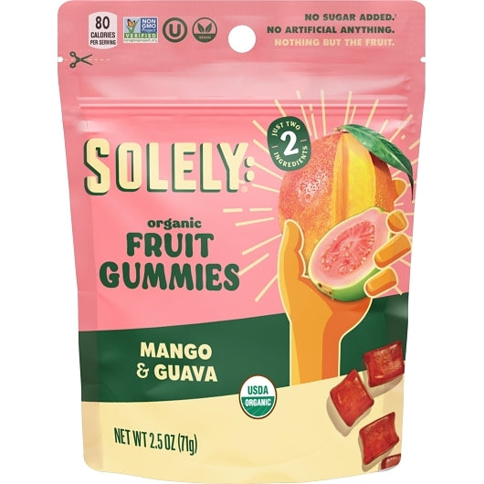 Solely Whole Fruit Gummies - Mango & Guava, 12 x 2.5 oz Case - Dried Fruit & Fruit Snacks
