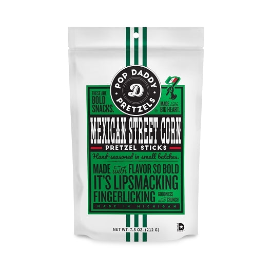 Pop Daddy Pretzels Mexican Street Corn, 12 x 7.5 oz Case - Popcorn, Pretzels & Snack Mix