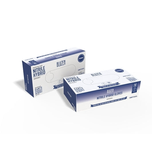 Blulabs Nitrile/Vinyl Hybrid Blue Powder Free Large Glove, 10 x 100 ct Case - Disposables