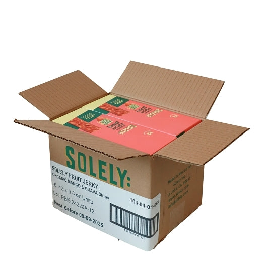 Solely No Added Sugar Mango & Guava Fruit Jerky, 6 x 12 x 0.8 oz Case - Meat Snacks