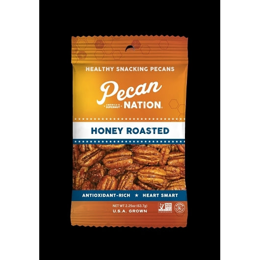 Pecan Nation Honey Roasted Pecans, 3 x 8 x 2.25 oz Case - Nuts & Seeds