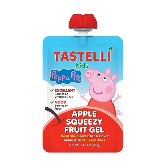 Tastelli Kids Apple Fruit Gel Snack With Dietary Fiber + Vitamins C & D, 4 x 10 x 3.53 oz Case - Health & Personal Care