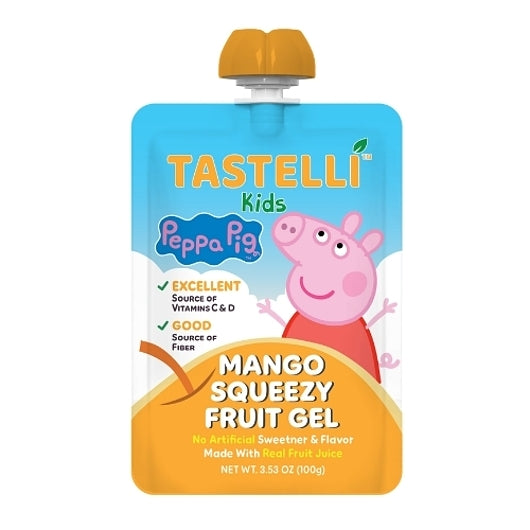 Tastelli Kids Mango Fruit Gel Snack With Dietary Fiber + Vitamins C & D, 4 x 10 x 3.53 oz Case - Health & Personal Care