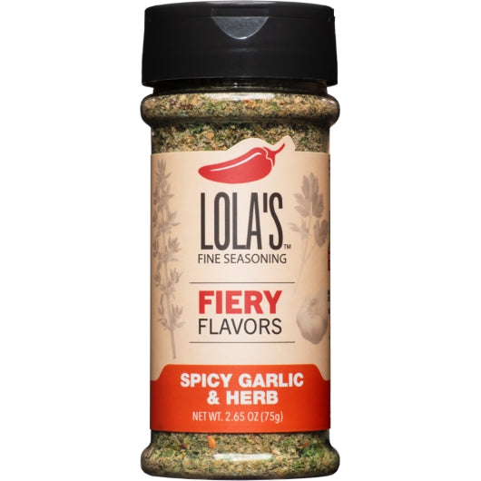 Lola's Fine Seasonings Spicy Garlic & Herb Seasoning, 12 x 2.65 oz Case - Spices Seasonings