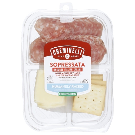 Creminelli Fine Meats Sopressata, Monterey Jack & Crackers Snack Pack, 12 x 2 oz Case - DOT product image 2