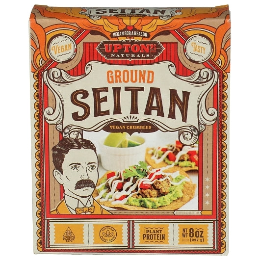 Upton's Naturals Ground Seitan, 6 x 8 oz Case - Front/center packaged product image