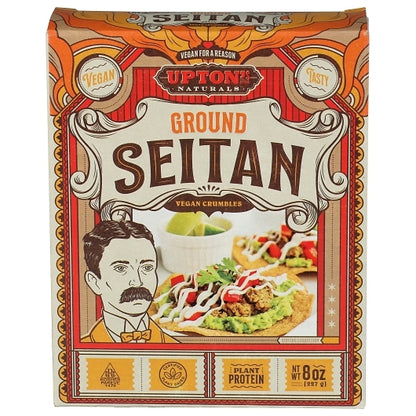 Upton's Naturals Ground Seitan, 6 x 8 oz Case - Front/center packaged product image