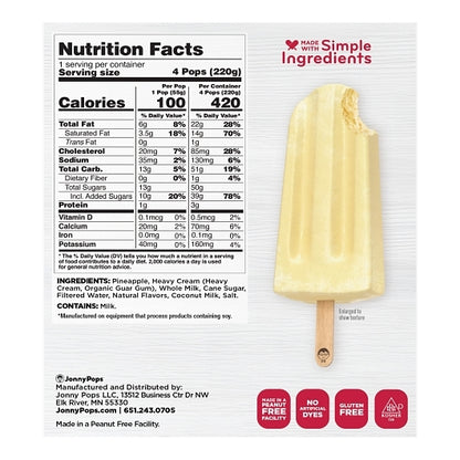 JonnyPops SMOOTHIE POPS PINEAPPLE COCONUT CREAM, 6 x 4 each Case - DOT product image 7