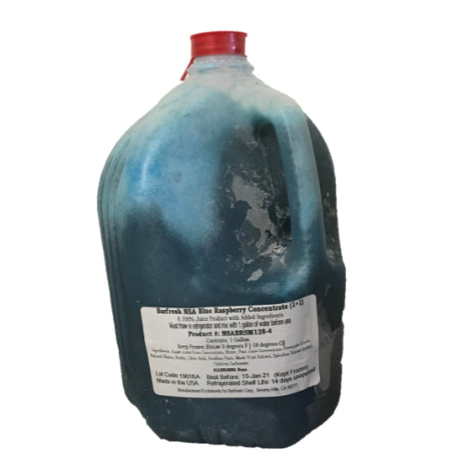 Barfresh Blue Raspberry Smoothie Concentrate 1+1 No Sugar Added, 4 x 128 oz Case - Frozen Fruit