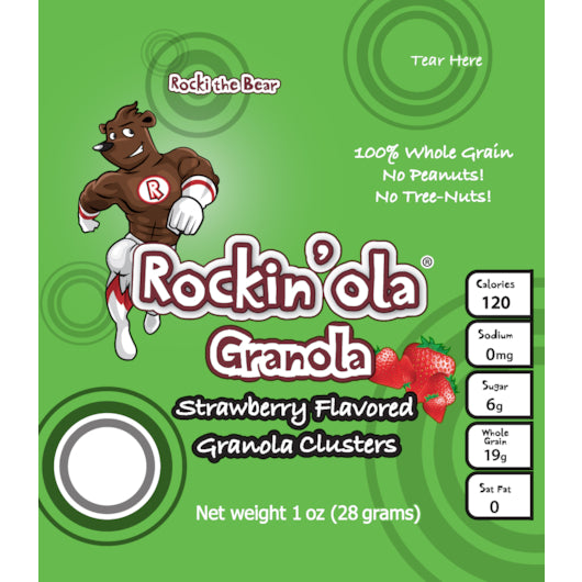 Rockin'Ola Strawberry Granola Snack, 250 x 28 GR Case - Breakfast Foods