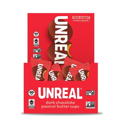 Unreal Candy Dark Chocolate Peanut Butter Cup Caddy Case, 6 x 40 x 0.5 oz Case - Alternate product angle or state