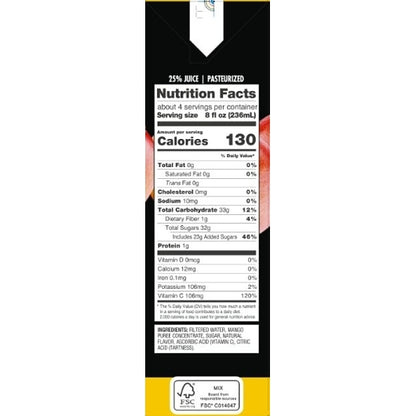 Sunberry Farms MANGO NECTAR 25% JUICE, 12 x 33.8 fl oz Case - DOT product image 7